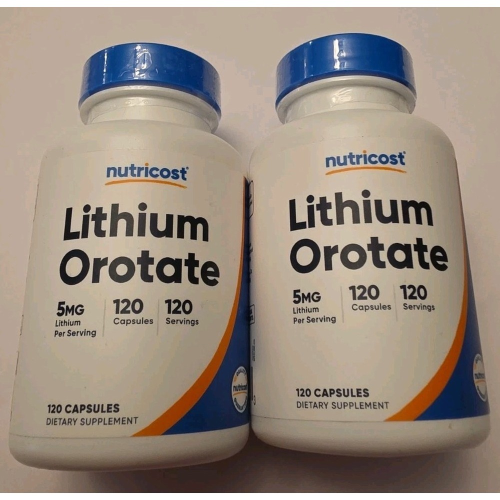 Nutricost, Lithium Orotate, 2 PACK, 5 mg, 120 Capsules (240 total!)